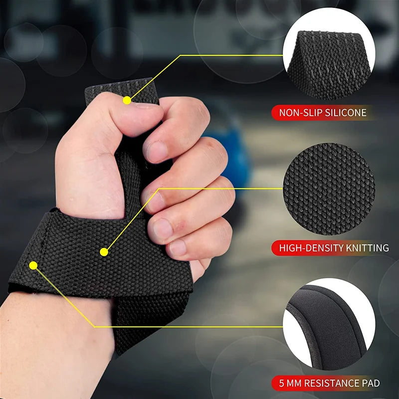 Weightlifting Wrist Straps Strength Training Booster Belt Adjustable Non-slip Gym Fitness Lifting Strap Wrist Support Grip Band